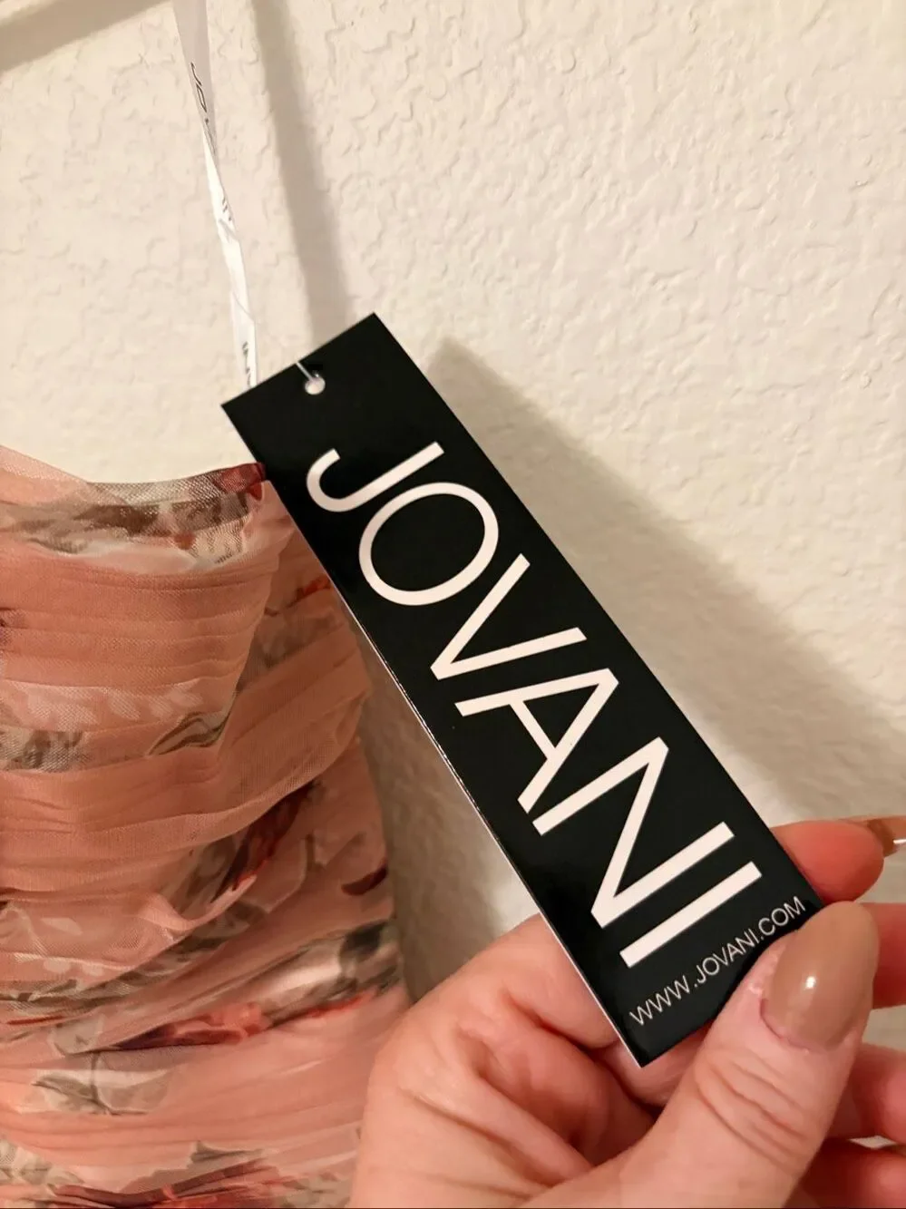 NWT Jovani Size 8 Blush Floral Tiered Tulle Gown Halter High Low Formal Prom Dre - Picture 5 of 8